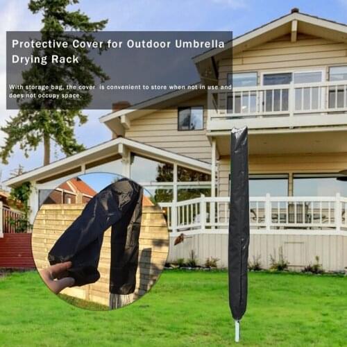 Outdoor Umbrella Drying Rack Cover Dustproof Waterproof Protective Cover 30*30*168CM Black/Silver Windproof Dustproof Furtinure