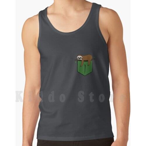 Sloth On Your Pocket tank tops vest sleeveless Sloth Slow Sleep Band Asleep Sleepy Dreaming Dreamy Laying Lay