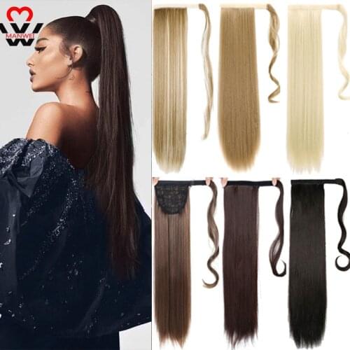 MANWEI24inches LongStraight Clip InHair Tail False Hair Ponytail Hairpiece with Hairpins Synthetic Hair Pony Tail Hair Extension