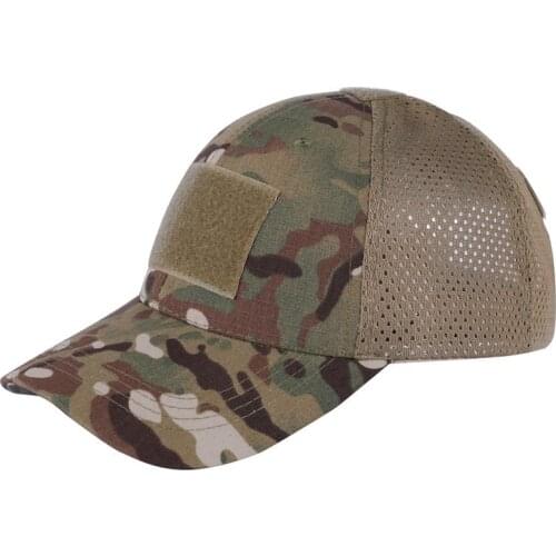 Man Outdoor Military Tactical Camo Mesh Cap Fishing Hunting Hiking Basketball Snapback Hat Adjustable Sports Adult Cap