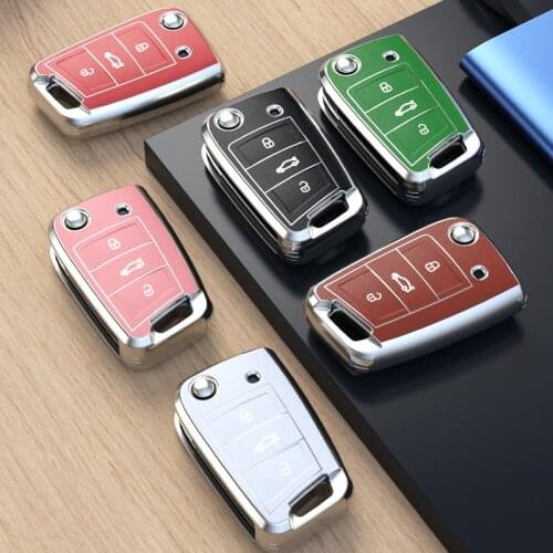 Soft TPU Car Key Case Cover For Volkswagen VW Polo Golf 7 MK7 Tiguan passat For Skoda Octavia Kodiaq Karoq For Seat Ateca Leon