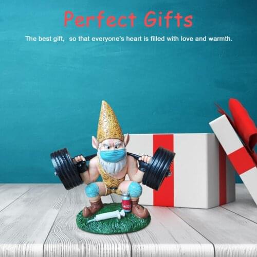Weightlifting Gnome Resin Ornament Weatherproof Garden Decoration Hand-painted Resin Statue Crafts Creative Ornaments Home Decor