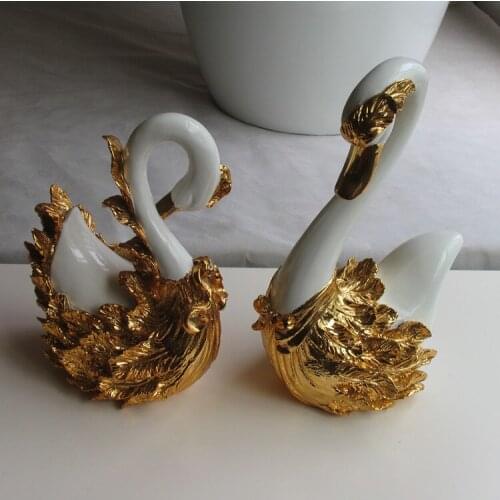 Factory outlets] animal carvings resin craft ornaments ornaments Swan couple Decoration Desktop