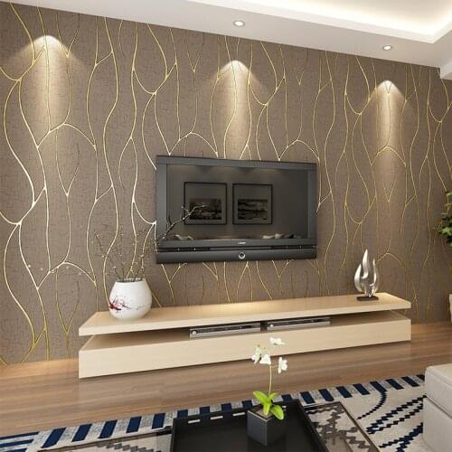 Roll wallpaper Modern simple curve 3D Wallpaper high grade velvet abstract line bedroom living room background wallpaper Y122