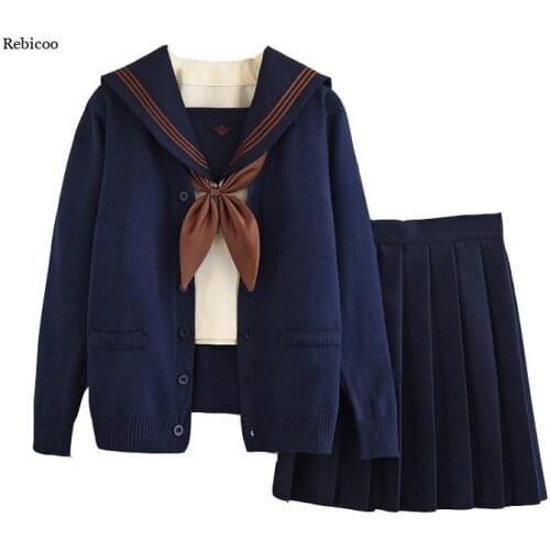 School girl Uniform Japanese Class Navy Sailor School Uniforms Students Clothes For Girls Anime COS Sailor Navy Suit beige