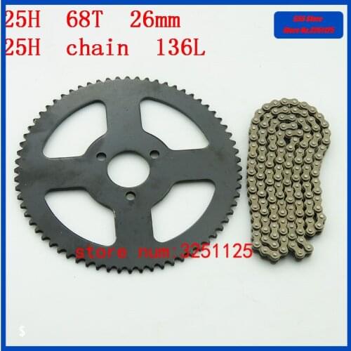 Drive System 25H 136L links loops Chain with Rear Sprocket 68T tooth 26mm For 47cc 49cc Mini Pocket Bike ATV quad