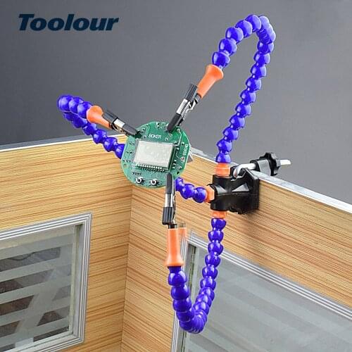 Toolour Bench Vise Table Clamp Soldering Station with 3pc Flexible Arms Soldeirng Iron Holder PCB Welding Repair Third Hand Tool
