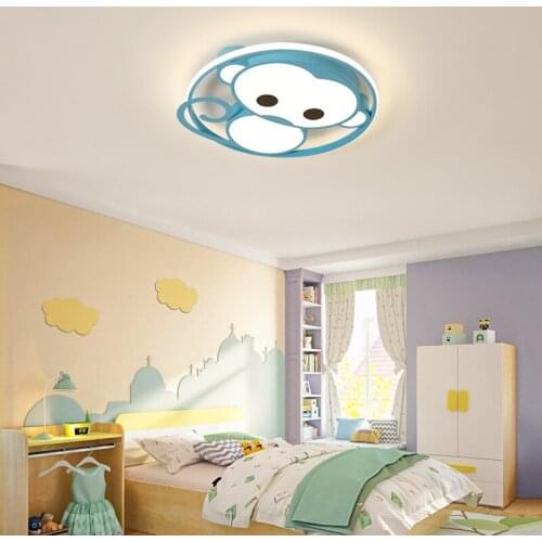 Monkey cartoon Modern LED Ceiling Lights For Childrens room kids room light led techo Pink/Blue led Ceiling Lamp home light