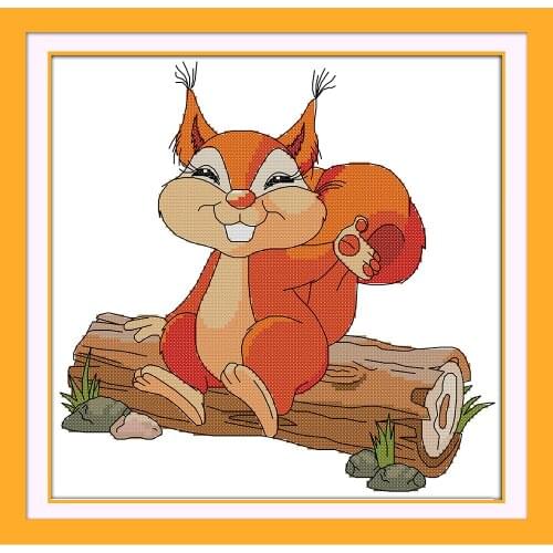 Everlasting Love Squirrel Chinese Cross Stitch Kits Ecological Cotton Stamped Printed 11CT Christmas Gift DIY Wedding Decoration