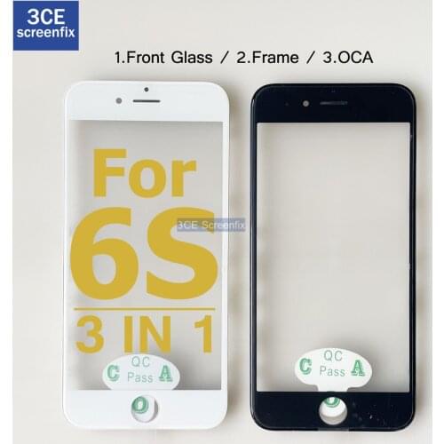 Top Quality Front Outer Glass Middle Frame Bezel Laminate OCA For iPhone 6S 3 in 1 2 in 1 Front Glass Frame OCA