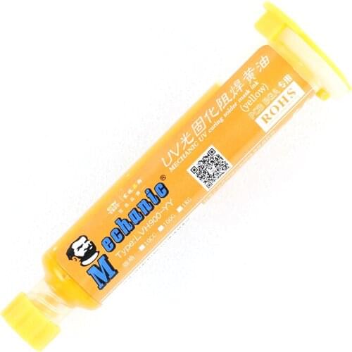 Yellow Oil UV Curable Solder Mask 10CC for PCB BGA Circuit board protect Soldering Paste Flux Cream Welding Fluxes Oil + needle