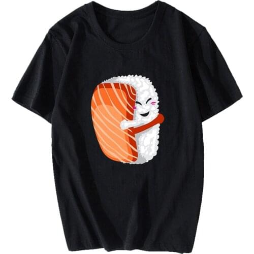 Japan Sushi Hug T Shirt Men/women Aesthetic Cute Cotton Cool Vintage Harajuku Streetwear Camisetas Hombre Anime Tshirt