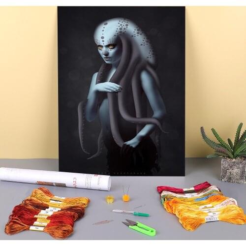 Woman Girl Printed 11CT Cross Stitch Kit Embroidery DMC Threads Painting Handicraft Craft Knitting Stamped Room Wholesale