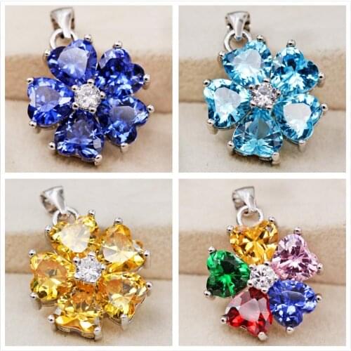 RLOPAY fashion Bohemian Pendant for Women Gold Filled Heart Cubic Zirconia Colorful Necklace Pendant Fashion Wedding Jewelry