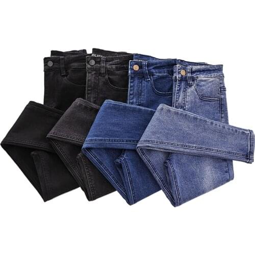 Plus Size Button fly Women Jeans High Waist Blue Pants Jeans for Women High Elastic Skinny Stretchy Women Pants Lift Hips