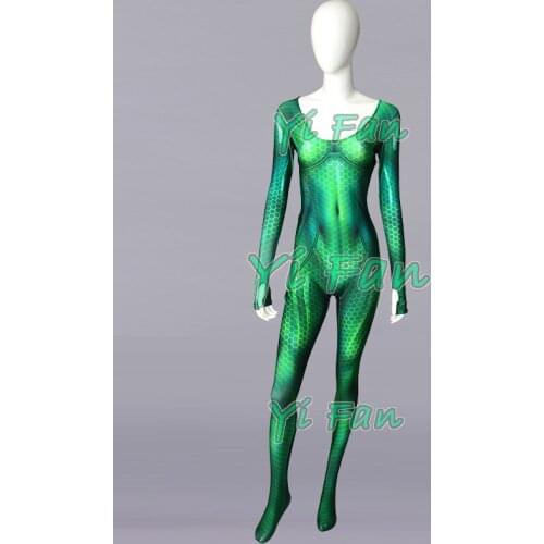 3D Print Mera Cosplay Costume Spandex Superhero Costume Zentai Catsuit for Woman