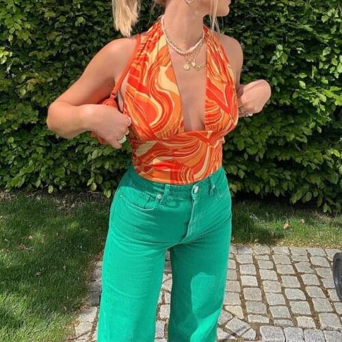 2021 Fashion Y2K Water Ripple Print Tank Top Women Sexy Sleeveless Backless Bandage Crop Top Holiday Casual Camis Streetwear