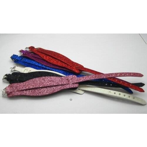 10 Glitter PU leather Bracelet Wristband Fit 8mm Slide Charm