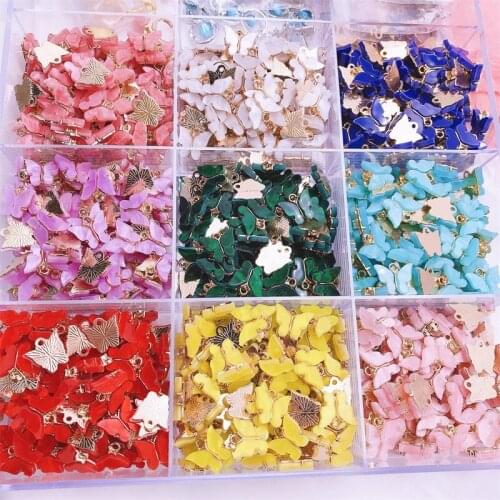 Peixin 10Pcs Cute Butterfly Pendant Colorful Heart Charms DIY Jewelry Making Butterfly Earrings Jewelry Accessories Wholesale