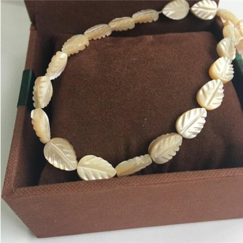 12*8MM 32Pcs " Yellow Leaf " Natural Sea Shell Loose Strand Jewelry Beads