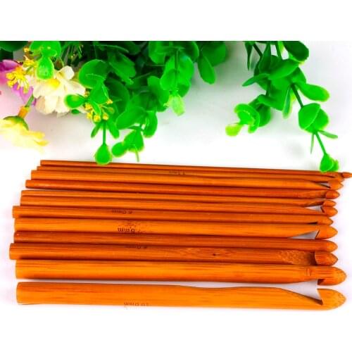 12 Size Bamboo Crochet Hooks Knitting Needles 3-10mm Sweater Carbonized Knitting Needles 12pcs/set