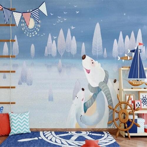 Milofi custom 3D wallpaper mural hand-painted cute bear childrens room background wall decoration painting wallpaper