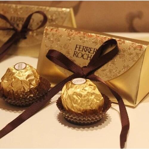 50pcs Romantic Wedding Gift Chocolate Candy Box Baby Shower Paper Ferrero Rocher Box Wedding Like Sweet Gift Bag Supplies