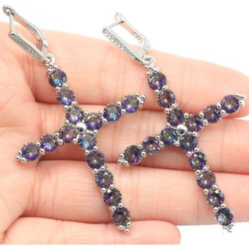 34x11mm New Designed Square Created Orange Spessartine Garnet Violet Tanzanite CZ For Sister Silver Earrings