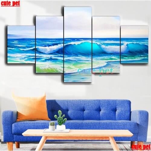 Diamond embroidery 3d The sea diy diamond painting cross stitch diamond mosaic 5d full square round rhinestones art Decor 5PCS