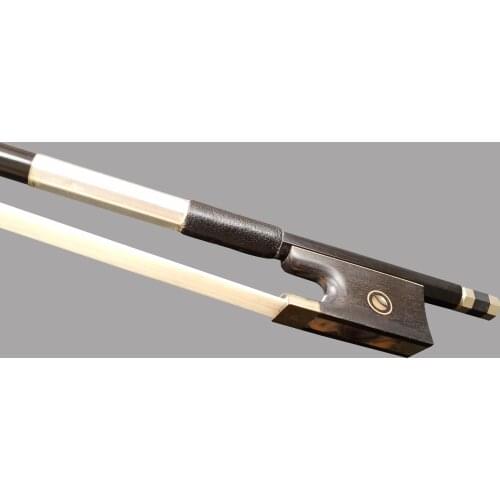 Freeshipping black carbon fiber 4/4 violin/fiddle bow white mongolia horse hair bow good balance violin part accessaries