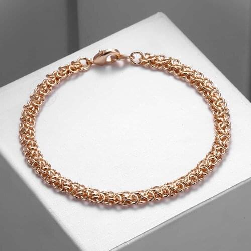 Davieslee 585 Rose Gold Bracelets For Women Men Swirl Link Chain Bracelet 2018 Mens Woman Jewelry Gifts Dropshipping 6mm LCB09