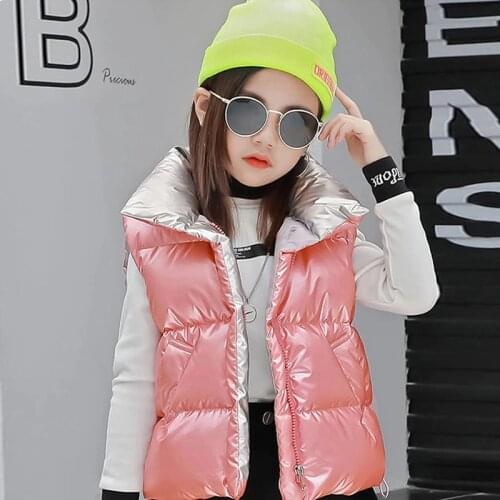 2021 Winter Warm Down Jacket Waistcoat Girls Boys Black Blue Pink Vests Sleeveless Coat Children Thick Outerwear 4 6 8 10 14 Yrs