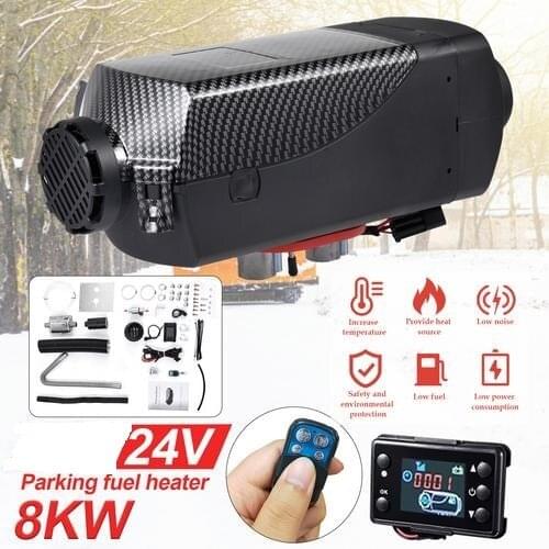 24V 8KW Air Diesel Heater With LCD Switch Silencer Automatic Remote Control Car Fuel Heater For Truck Boat Trailer Bus