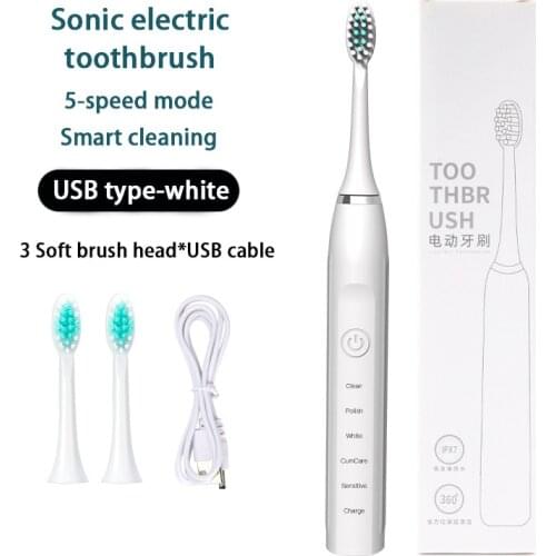 Electric Toothbrush Couple Ultrasonic Adult Rechargeable Soft Hair Automatic Waterproof 3 Brush Head Travel Set