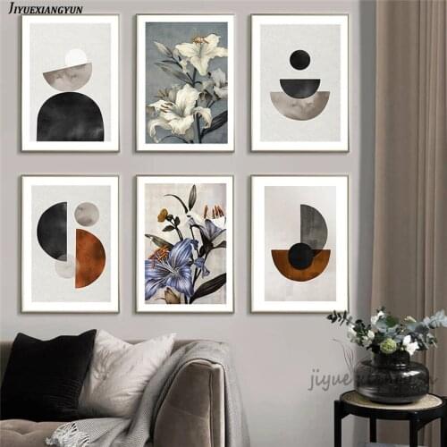 Geometry Abstract Poster Vintage flower Canvas Painting Nordic Style Wall Art Pictures Print For Living Room Home Decor