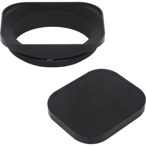 Haoge 55mm Square Metal Screw-in Lens Hood with Cap for Leica Summilux-R 50mm f/1.4 E55, Elmarit-R 28mm f2.8 35mm f/2.8 E55 Lens