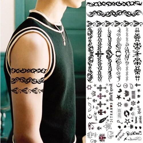 Indian Tribal Totem Temporary Tattoos For Men Women Kids Black Scorpion Realistic Fake Tattoo Sticker Thorns Arm Face Foot Tatoo