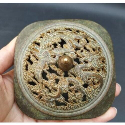 China Antique Pure Copper Handmade Four Corners Dragon and Phoenix Censer