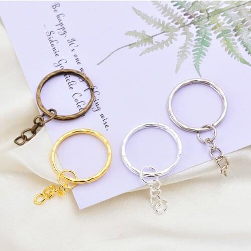 20p 1.4x25mm gold silver antique Round with chain Key Ring& key Chain Jewellery Findings Car Home DIY Key Chains Accessories