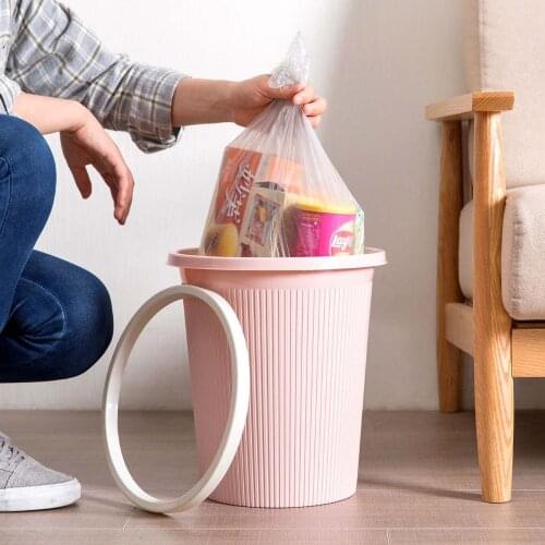 OTHERHOUSE Trash Can Waste Bins with Clamping Ring Living Room Bedroom Lidless Plastic Paper Basket Kitchen Rubbish Garbage Can
