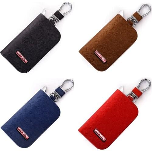 Leather Car Key Case With Car Logo For Great Wall Haval Coupe H6 H7 H8 H9 GMW H2 2020 Key Cover Keychain Metal Car Logo