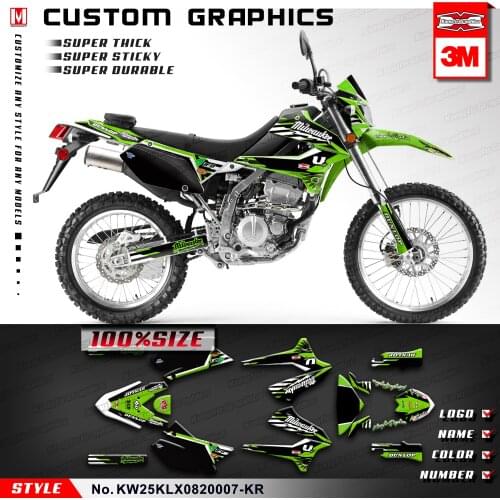 KUNGFU GRAPHICS Enduro Decals Custom Sticker Kit for KLX 250 S D-Tracker X Final Edition 2008 2009 2010 2011 2012 2013 to 2020