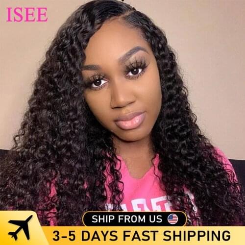 Mongolian Deep Wave 4X4 Lace Closure Wig 180% Density Lace Front Wigs Deep Wave For Women Lace Closure Human Hair Wigs
