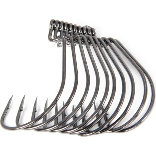 Fishing Hooks Set Wedless Fishing Hooks Soft Fishing Baits Hooks Holder Fishing Worm Hooks 4/0 3/0 10PC/LOT