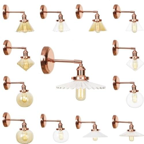 IWHD Nordic Modern Rose Gold Wall Lamp Beside Bedroom Bathroom Mirror Stair Light Vintage Edison Wall Sconce LED Aplique Pared