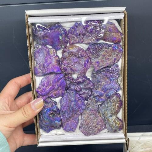 Natural Spray Plating Purple Agate Crystal Cluster Quartz Mineral Gift Home Decor