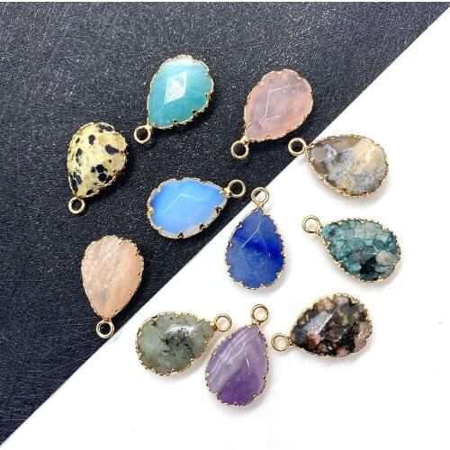 Natural Stone Spot Amethyst Pendant 14x22mm Drop-shaped Faceted Pendant Handmade DIY Bracelet Necklace Earring Accessories