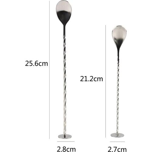 Stainless Steel Cocktail Bar Spiral Pattern Drink Shaker Muddler Stirrer Twisted Mixing Spoon High Quality Kitchen Tableware