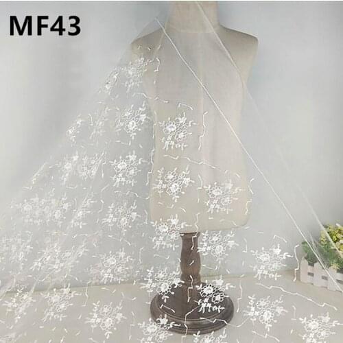 New Profession custom new polyester floral embroidery lace wedding dress mesh lace fabric robe canonicals Breathable fabric MF43