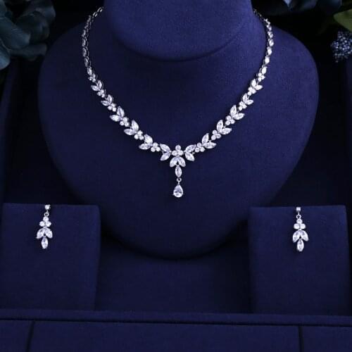 Newest Luxury Sparking Brilliant Cubic Zircon Clear Necklace Earrings Wedding Bridal Jewelry Sets &More 925 sterling silver
